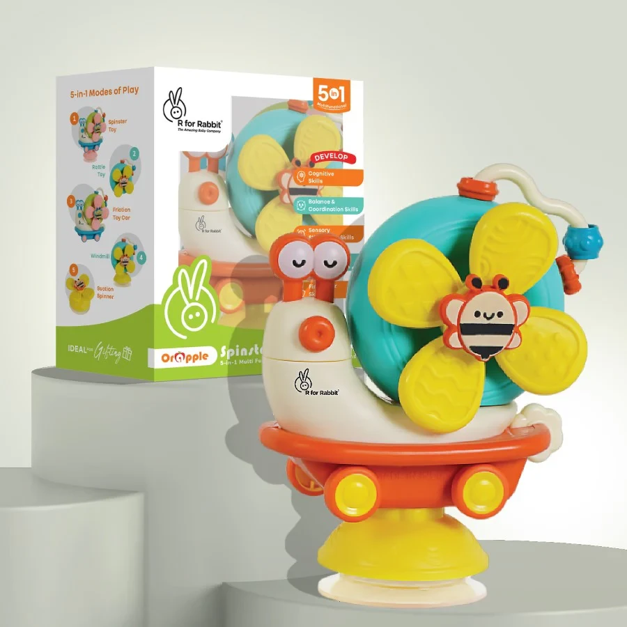 Orapple Spinster 5-in-1 Multi-Activity Rattle – Premium Sensory Development Toy for Babies & Infants