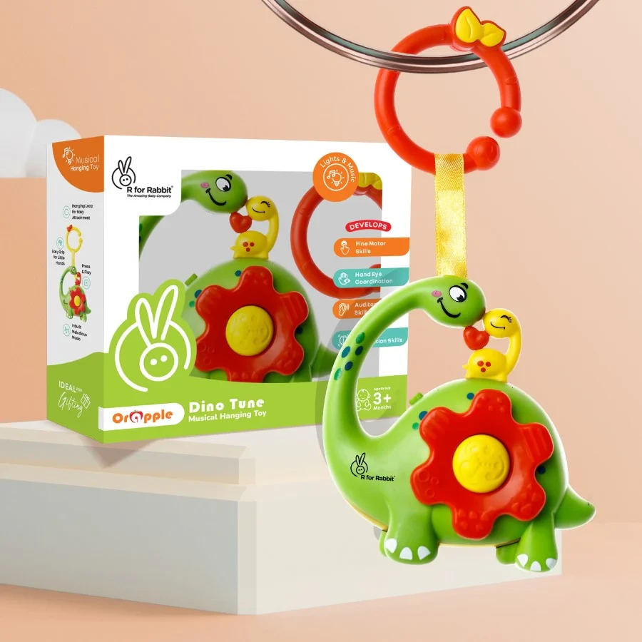 Orapple Dino Tune Musical Hanging Toy – Premium Sensory Development & Auditory Toy for Babies & Infants
