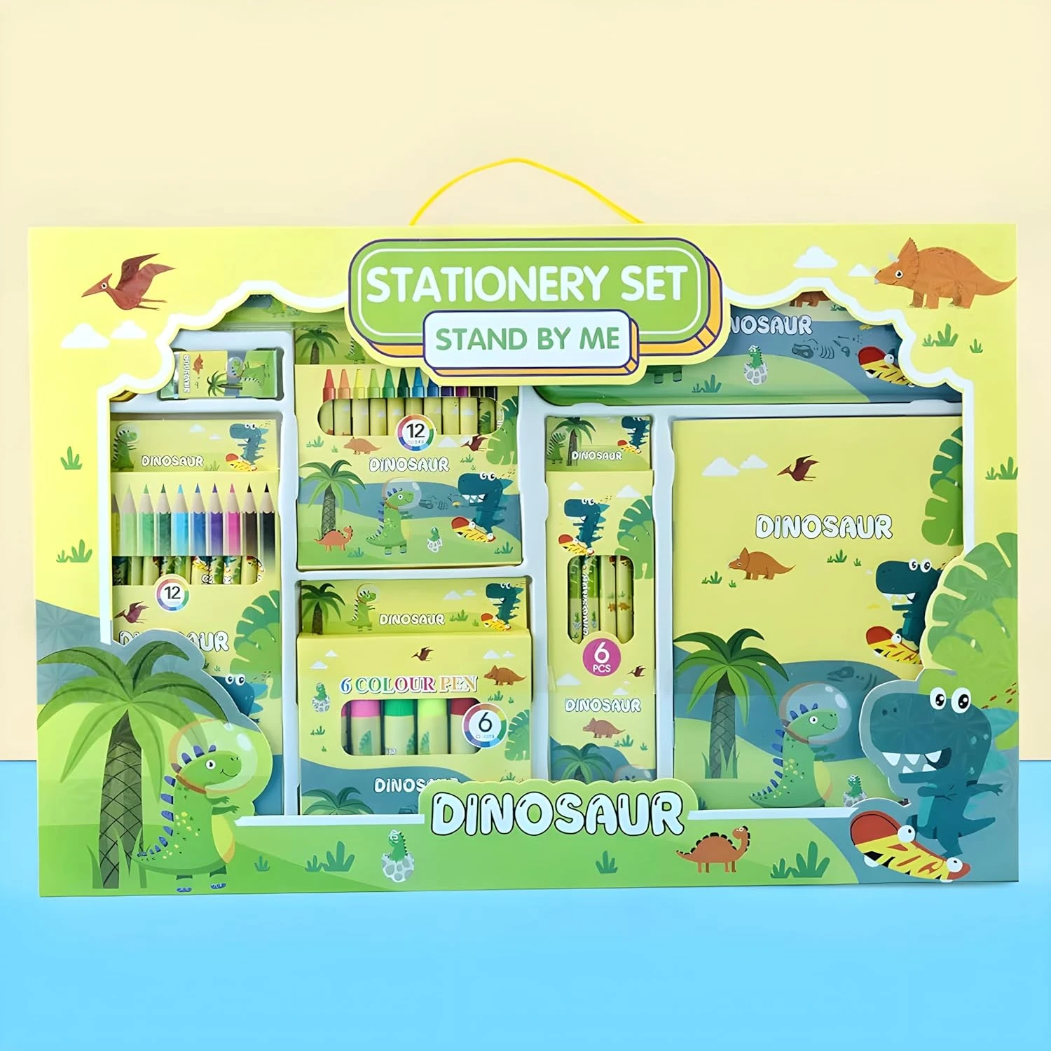 WISHKEY 41-Piece Ultimate Dinosaur-Themed Stationery Set – Comprehensive All-in-One School Supply Kit for Kids Age 6+